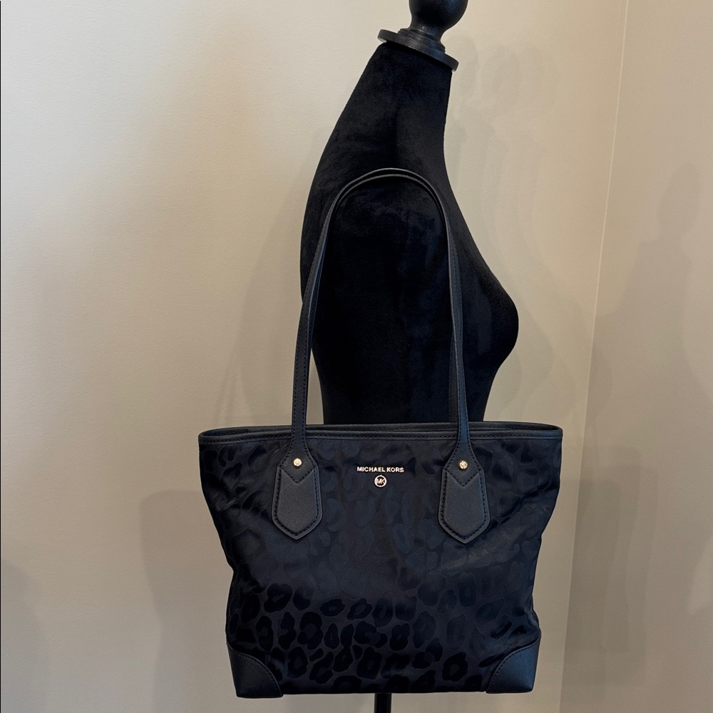 Michael Kors Black Animal Print Eva Tote